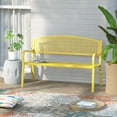 thumbnail image 2 of Abble High Back Outdoor Metal Garden Bench Steel Slat Patio Loveseat Park Bench for Porch Yard Lawn Patio Bench, Yellow, 2 of 6