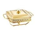 thumbnail image 2 of Juego de calentador de agua para catering rectangular, resistente y con tapa. Oro, 2 of 9