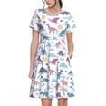 thumbnail image 1 of Bixox Robe d'Été à Manches Courtes pour Femmes Robe Ample Longueur Genou avec Poches-Dinosaure, 1 of 7