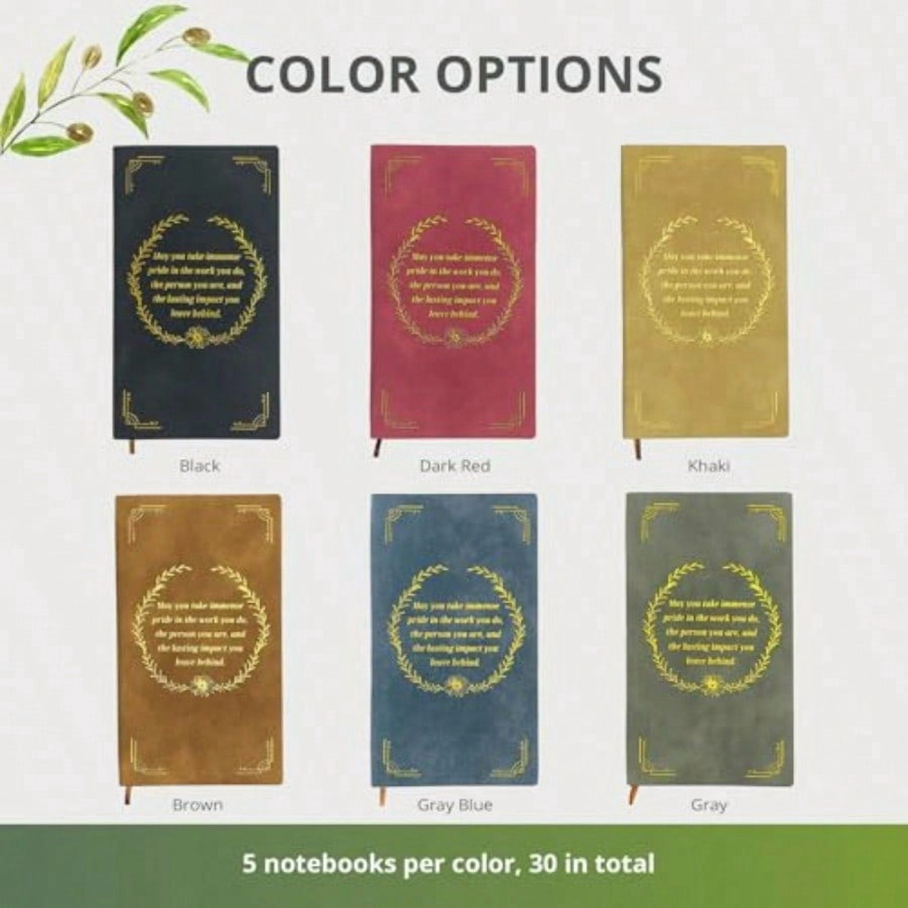 30 Sets Employee Appreciation Gift Set A6 Faux Leather Notebook with Gold Foil Motivational Quote Ergonomic Retractable Gel Pen Ideal for Coworkers Teachers Volunteers