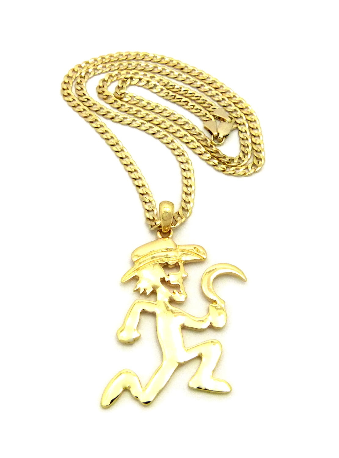 Polished Sickle Hatchetman Pendant W 3mm 61cm Concave Diamond Cut Cuban Chain In Gold Tone