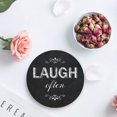 thumbnail image 4 of FMSHPON Laugh Often Word Black Set of 4 Round Coaster for Drinks, Absorbent Ceramic Stone Coasters Cup Mat with Cork Base for Home Kitchen Room Coffee Table Bar Decor, 4 of 6