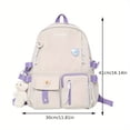 thumbnail image 2 of Vibrant Color Block Nylon Backpack - Spacious Multiple Pockets Travel Schoolbag with Durable Zipper Closure, Polyester Lining, and Stylish Aesthetic Design, 2 of 5