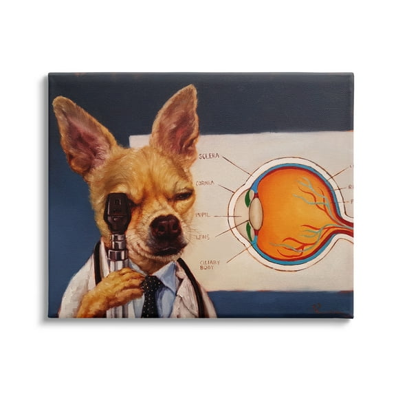 Stupell Industries Dog Optometrist Funny Animal Animals & Insects Painting Gallery Wrapped Canvas Print Wall Art