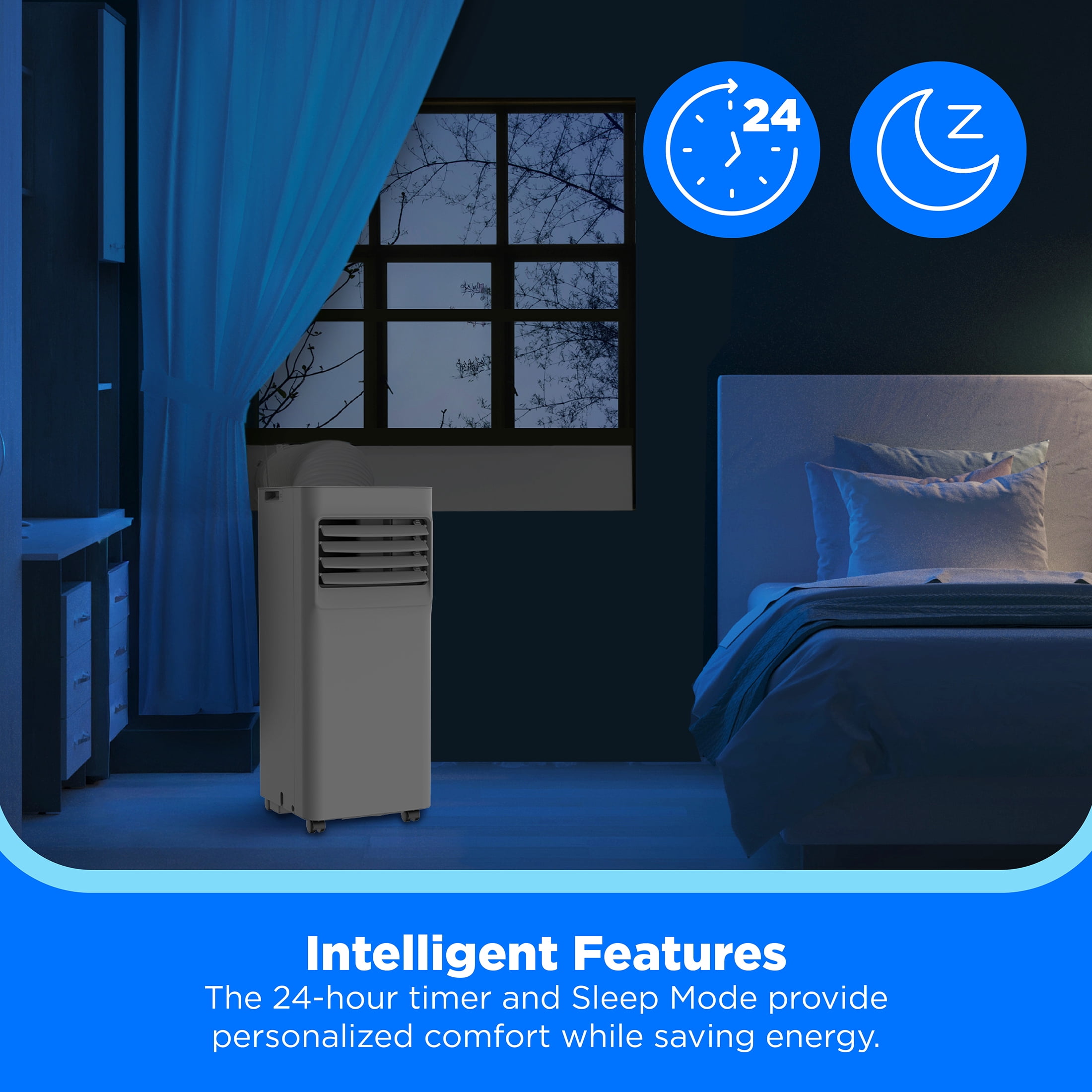Midea 6,000 BTU Portable Air Conditioner with Wi‑Fi, 2‑Speed, 250 Sq Ft Coverage, Gray
