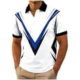 thumbnail image 2 of Ceisia Men's V-Shaped Geometric Polo Shirts, Regular Fit Short Sleeve Turndown Collar Casual Summer Tops Gifts, 2 of 5