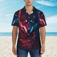 thumbnail image 2 of Pofeuu Cool Wolf Head Print Hawaiian Shirt for Men Sleeves Casual Button Down Summer Beach Dress Shirts T-Shirts,X-Large, 2 of 7