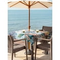 thumbnail image 3 of Outdoor Tablecloths with Umbrella Hole & Zipper, Octopus Coastal 54x54 Inch Square Tablecloths, Summer Nautical Starfish Coral Grey Wooden Waterproof Table Cloth, Patio/Pool/Picnic Table Covers, 3 of 8