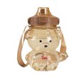 thumbnail image 1 of Botella de agua con pajita de oso kawaii, lindas botellas de agua de plástico a prueba de fugas para niñas, escuela y oficina., 1 of 5