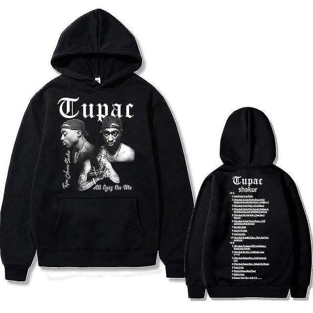 Sudadera con capucha de rapero Tupac 2pac Hip Hop para hombre y mujer, suéter de gran tamaño, ropa de calle negra, sudadera Vintage para hombre