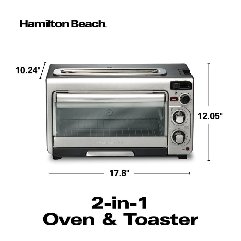 Hamilton Beach 2-in-1 Countertop Oven and Long Slot Toaster, Stainless  Steel, 60 Minute Timer and Automatic Shut Off , 31156