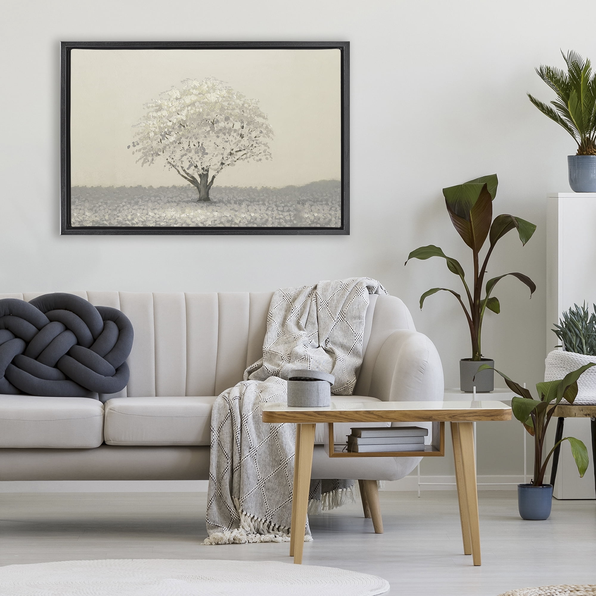 Stupell Industries Neutral Radiance Tree Black Framed Floater Canvas Wall Art, design by Michael Marcon