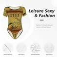 thumbnail image 5 of Lsque Coffee Vintage Women's Crew Neck Short Sleeve Bodysuit Basic T Shirts Tops Onesie Adult Cute Pajama-Medium, 5 of 8