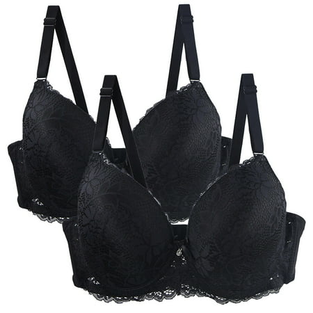 Baodmurt Bras Set for Women Lounge & Sleep Adaptive Lingerie  Underwear  Black+Black 35D