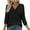 Black, variant on OSOLU Women Fashion Solid Color 3/4 Sleeve T-Shirt Tee Tops V-Neck Casual Loose Tops Cute Dailywear