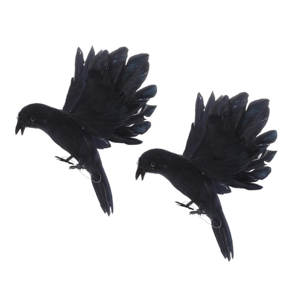 S SERENABLE 2 x Black Plastic Feather Realistic Flying Decoy Birds Scarer Scare
