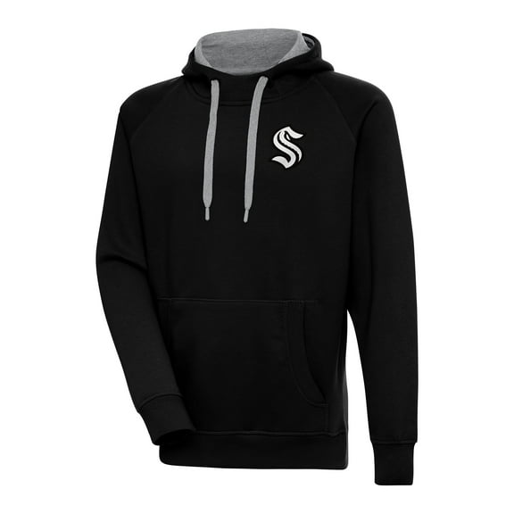 Men's Antigua  Black Seattle Kraken Metallic Logo Victory Pullover Hoodie