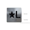 thumbnail image 2 of Star L (Star Lobby) Floor Elevator Jamb Plate Sign with Braille and Raised Number-Elevator Floor Number Sign(Silver), 2 of 4