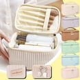thumbnail image 1 of Fiudx Neceser de Viaje para Cosméticos, de Piel Color Crema, Resistente Al Agua, Organizador Multifuncional, Ideal para Uso Diario, Ideal Como Regalo para Mujer, 21 X 13,5 X 12 Cm, 1 of 3