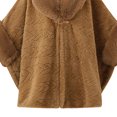 thumbnail image 4 of Fewfanhot Women Faux Fur Trim Cardigan Cloak Tweed Poncho Cape, Thick Warm Lined Wrap Coat for Fall Winter, 4 of 5