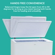 Koolatron Large Chest Freezer, 7.0 cu ft (195L),Manual Defrost Deep Freeze, Storage Basket, Space-Saving Flat Back, Stay-Open Lid, Front-Access Drain, White