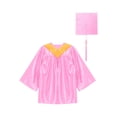 thumbnail image 4 of YONGHS Girls Graduation Gown Cap Set Kindergarten Preschool Church Robe Kids Children Uniform Outfit Pink 36, 4 of 5