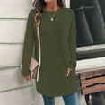thumbnail image 2 of Tops for Women Trendy Long Sleeve Warm Coloured O-Neck Looses Tops for Women Trendy with 2 Pockets Army Green Size S, 2 of 5