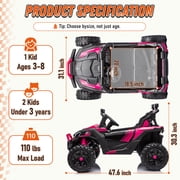 Joyracer 4WD 24 Volt Ride on Toys, Power Truck Wheels with 2 Seaters, Holiday Gift with Remote, LED Light, Bluetooth, Pink