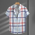thumbnail image 2 of ZCFZJW Men's Short Sleeve Button Down Bowling Shirts Hawaiian Casual Striped Color Block Printed Summer Regular Fit Beach Aloha Shirt Multicolor#10 M, 2 of 7