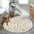 thumbnail image 3 of Spring Floral Round Area Rug 3.3Ft Washable Circle Rugs for Dining Room Table, Elegant Pastoral Flowers Dragonfly Retro Non-Slip Carpet Floor Mats Indoor Outdoor Carpet Runner Aesthetic Home Decor, 3 of 8