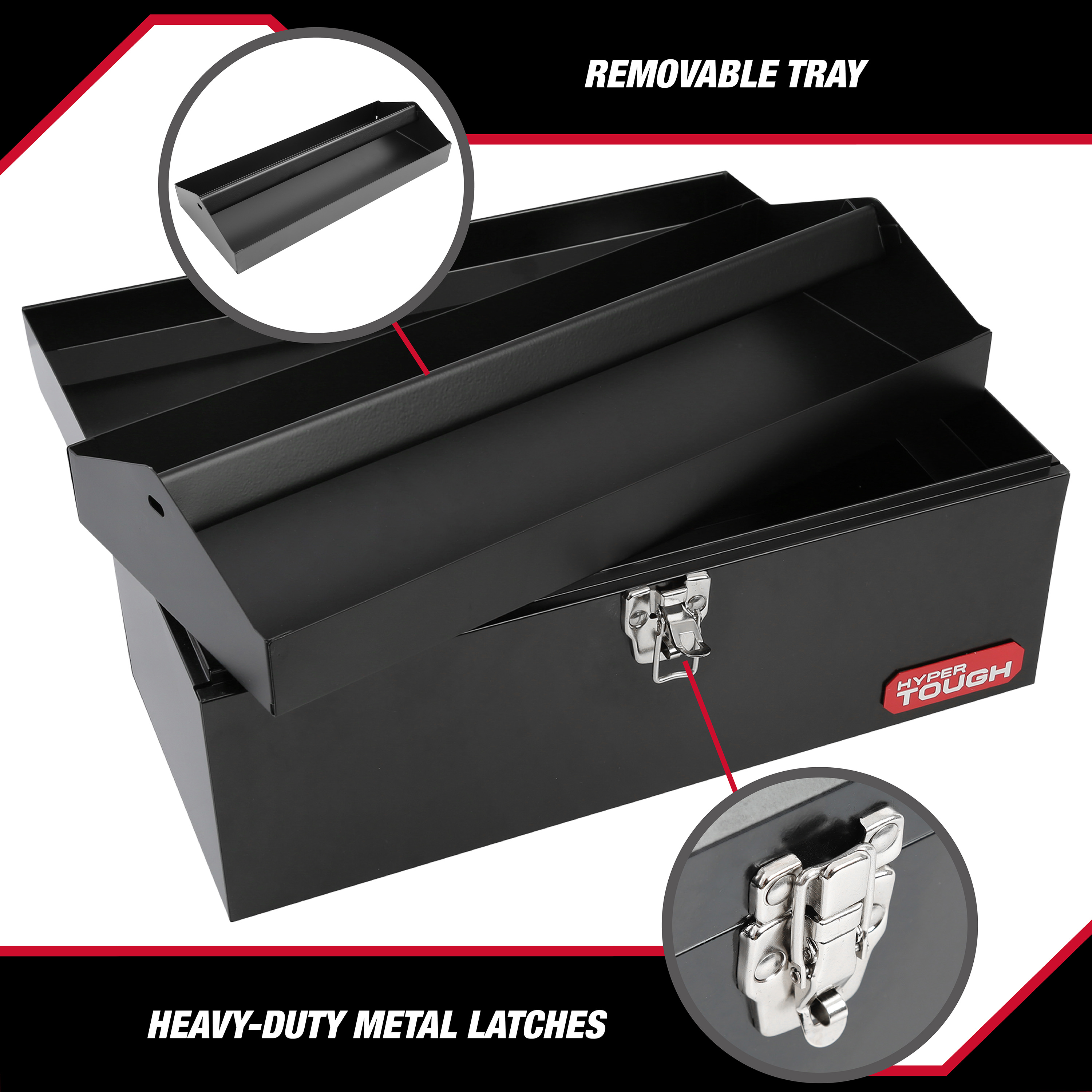 Hyper Tough 16-Inch Metal Tool Box with Removable Tray photo 6