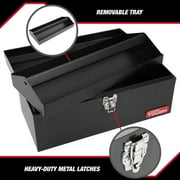 Hyper Tough 16-inch Black Metal Tool Box with Removable Tool Tray