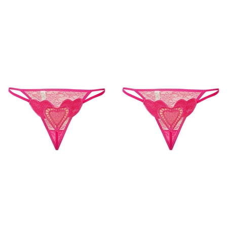 Wijhcboe 2 Pack Women Sexy Sleepwear Underwear Briefs Hollow Out Valentine Lingerie Thong Transparent Underpants Lingerie Long Lace Robes for Women Lingerie Girls G String Intimates plus Size for Wo