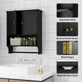 thumbnail image 3 of Semiocthome Bathroom Medicine Cabinet Wall Mounted Storage with Towel Bar and 2 Door in Black, 3 of 8