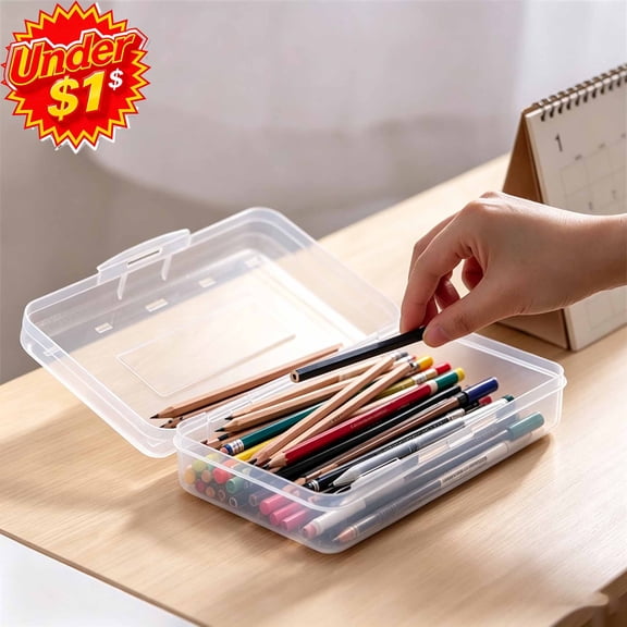 FEOLGEHLY Clear Pencil Box, Plastic Pencil Box Bulk, Cute Pencil Case Pouch, Extra Large Capacity Pen Box with Snap-tight Lid, Stackable Portable Storage Organizer for Home Office Daily Use