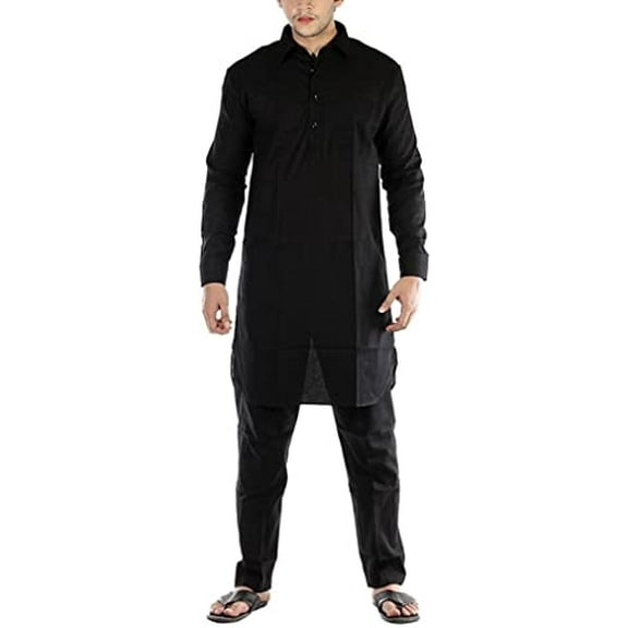 Royal Kurta Men's Cotton Linen Pathani Suit