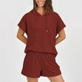 thumbnail image 6 of Otvok Summer Womens Sets Casual 2 Piece Outfits Short Sleeve Hoodie Tops and Shorts with Pockets, 6 of 6