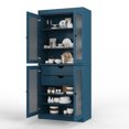 thumbnail image 3 of Palace Imports 100% Solid Wood 32" Pantry Cabinet with Frosted Glass Doors, 2-Drawers and Adjustable Shelves, Teal Blue, 3 of 6