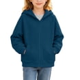 thumbnail image 4 of Boys Fashion Hoodie Jackets Casual Loose Fit Long Sleeve Lightweight Kids Zip Up Sweatshirt Navy 12 Years, 4 of 9