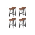 thumbnail image 1 of Set de 4 Taburetes Altos de Bar Modernos – Madera Maciza con Asiento Tapizado en Cuero PU – Diseño Industrial para Isla de Cocina, Barra o Comedor – Color Marrón (Altura 75cm, 4 Unidades), 1 of 6