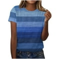 thumbnail image 2 of Fartey Going Out Tops for Women Vintage Stripe Printed Tees Loose Fit Summer Casual T Shirts Soft Comfy Crewneck Short Sleeve Shirts Holiday Blouses Multicolor M, 2 of 4