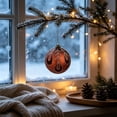 thumbnail image 4 of STPToys Christmas Decoration Electroplated Plastic Hanging Ball Ornament Coffee With Glitter Powder Vintage Leaf Design For Xmas Tree Home Decor, 4 of 6