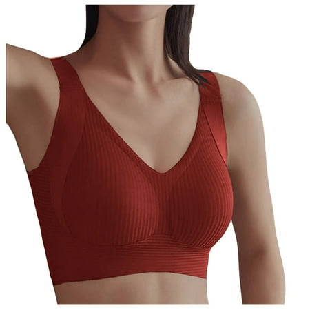 DuoJiaJ Women s Thin Seamless Vest Soft Support Large Chest Small Half Fixed Cup Breathable Bra Front Closure Bras