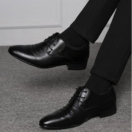 

HIBRO Men Lace Business Leather Shoes Casual Comfortable Wedding Shoe Male Suit Shoes
