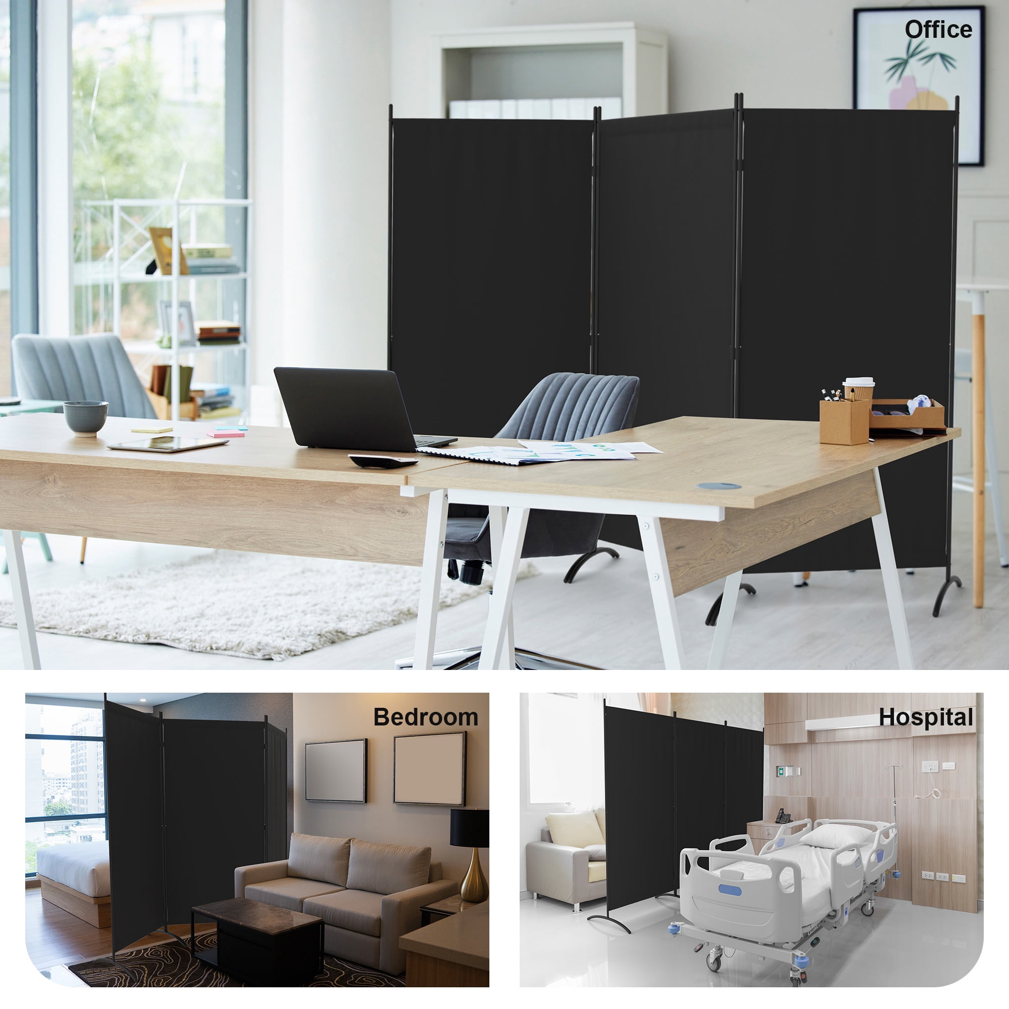 Room Divider 8FT Portable Room Dividers And Folding Privacy Screens, 101'' L Fabric Divider For Room Separation, 3 Panel Partition Room Dividers Freestanding Wall Divider Screen