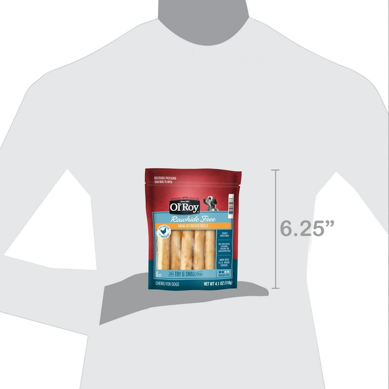 Ol' Roy Rawhide Free Mini Retriever Rolls for Toy and Small Dogs