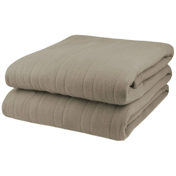 Pure Warmth Fleece Electric Heated Blanket King Taupe