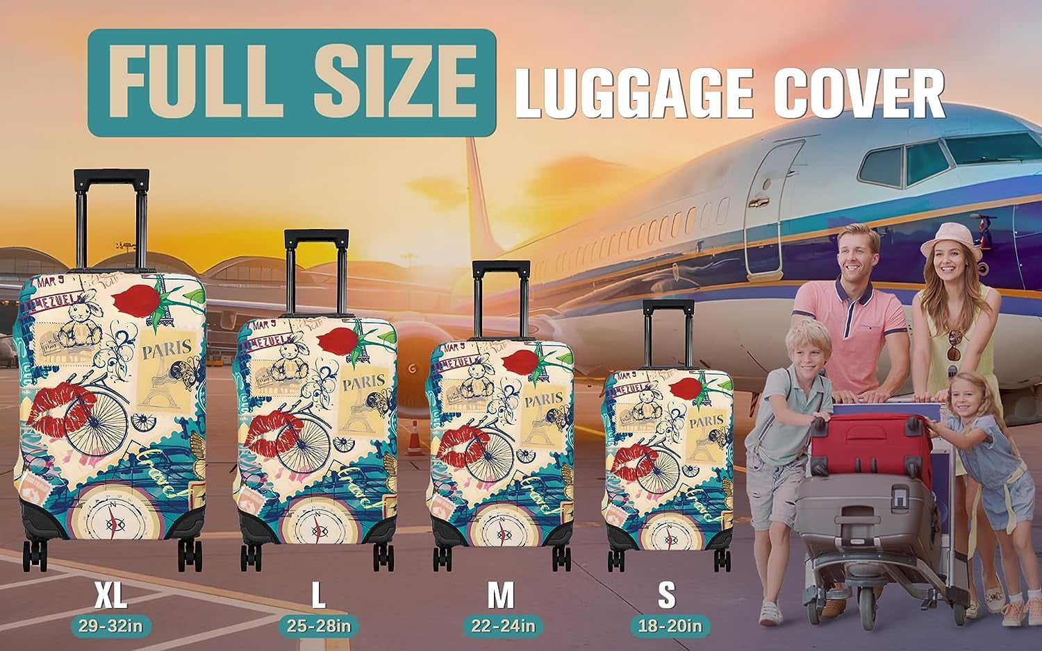 Luggage Cover Protector Travel Suitcase Covers Protective Skin for Carry On Baggage Fit 29-32 Inch Luggage