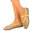 thumbnail image 5 of HTHLVMD Mesh Mary Jane Flats, Breathable Ballet Shoes, Women's Mesh Mary Jane Flats Breathable Woven Ballet Shoes Casual Buckle Strap Pointed Toe Dress Shoes Lightweight Loafers, Yellow 7, 5 of 5