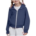thumbnail image 2 of idosla Hoodies for Teen Girls Zip Up Long Sleeve Cute Sweatshirts Thumb Hole Fashion Fall Preppy Pullover Jacket With Pockets (Navy, 9-10 Years), 2 of 6